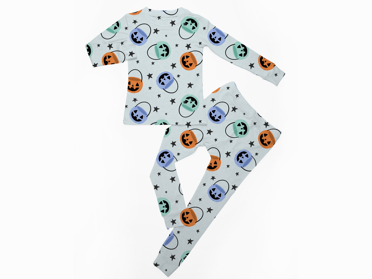 Kids Halloween Bamboo PJs for Boys, Pumpkin Bucket