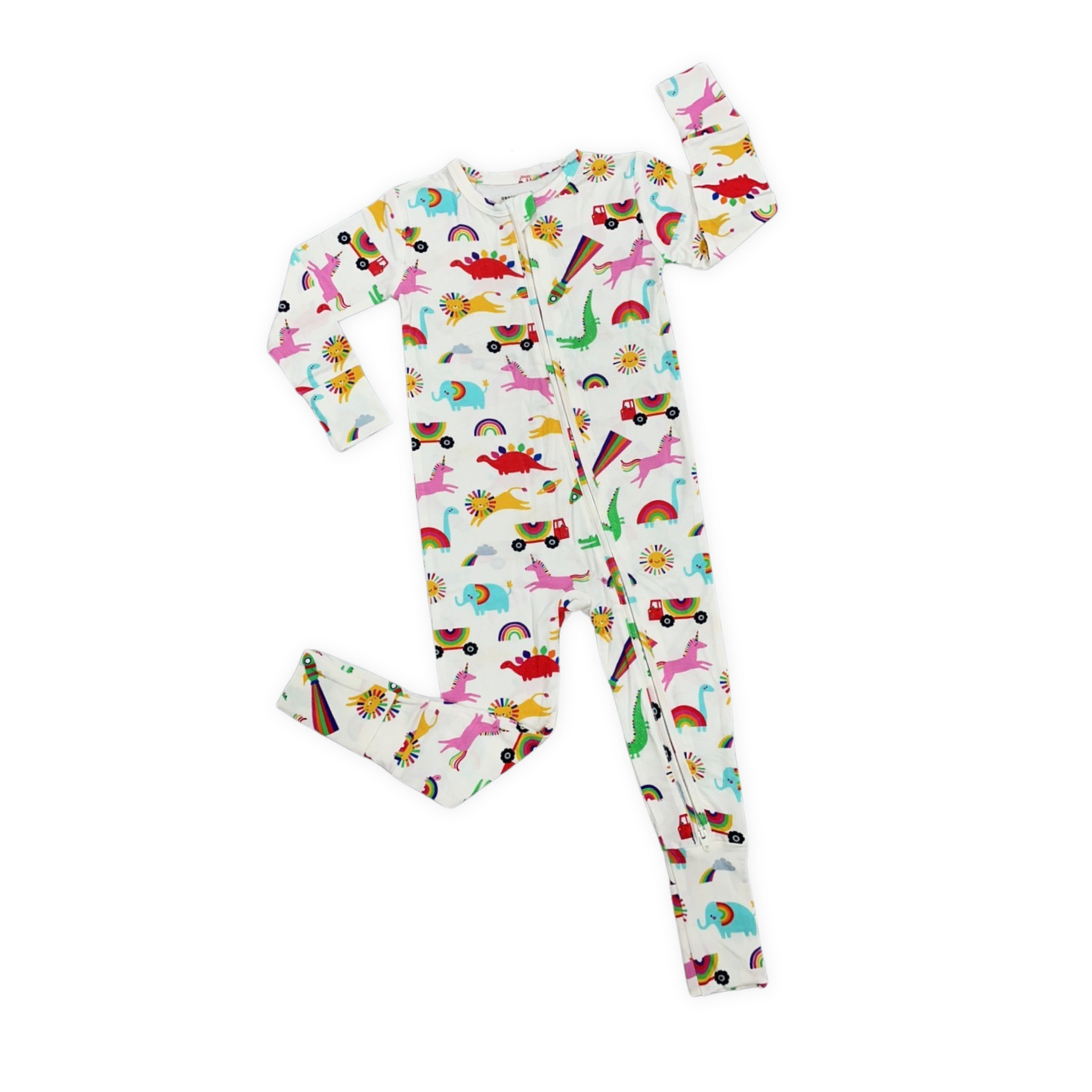 Rainbow Adventure Convertible Romper Zippered Pajamas for Baby